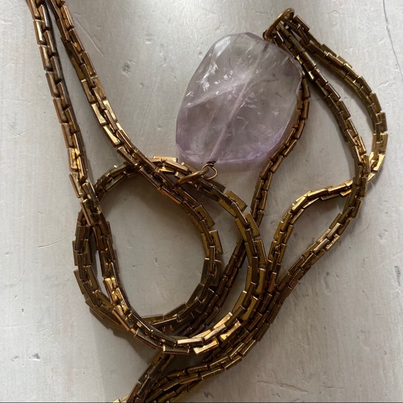 NWT scarab and amethyst on vintage brass chain. - Picture 6 of 6
